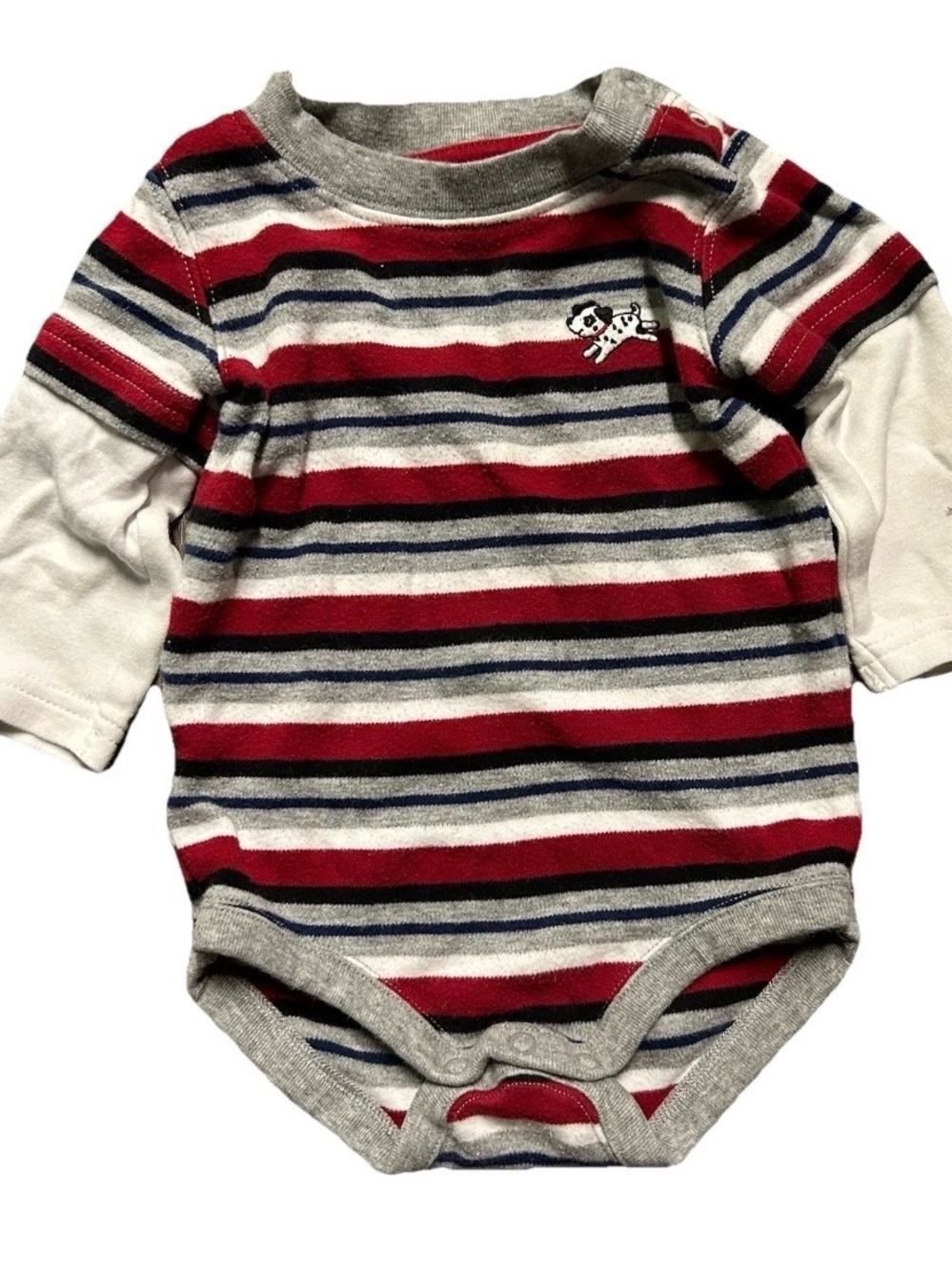 Baby Solid Short Sleeve Bodysuits Grey Navy Blue Stripes Size 3-6 Months - Picture 4 of 7